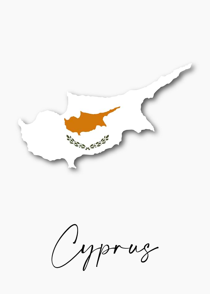 Cyprus Country Map Flag