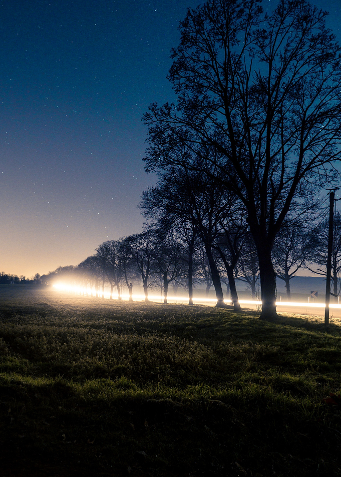 Trail of light at night