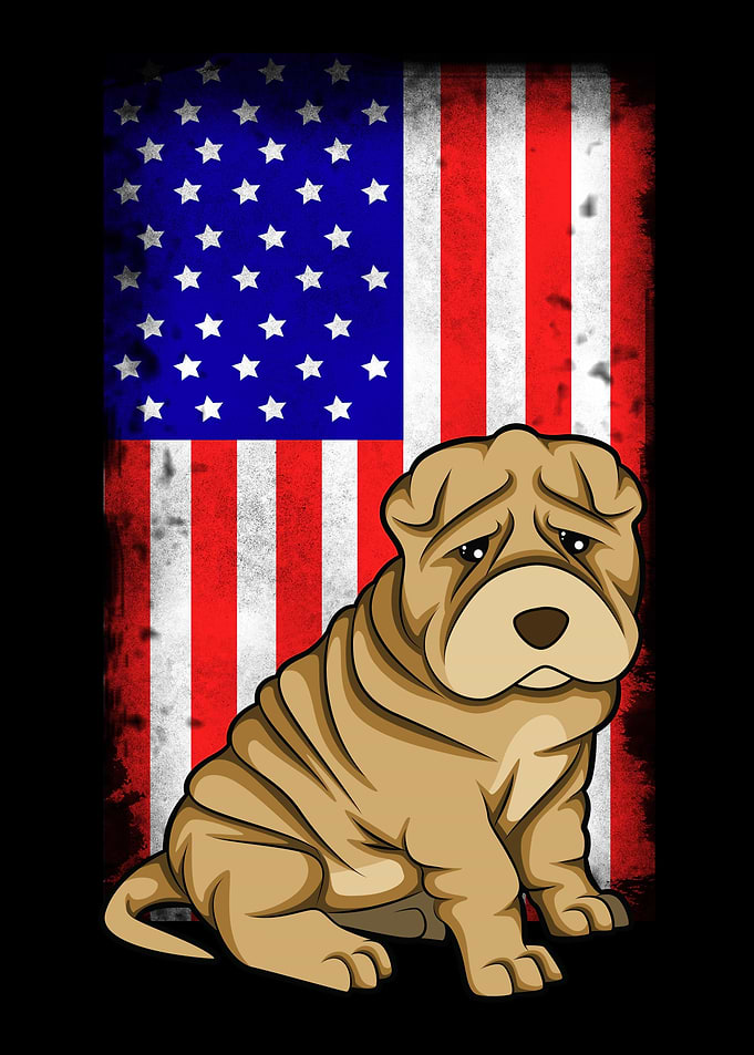 Shar Pei American Flag