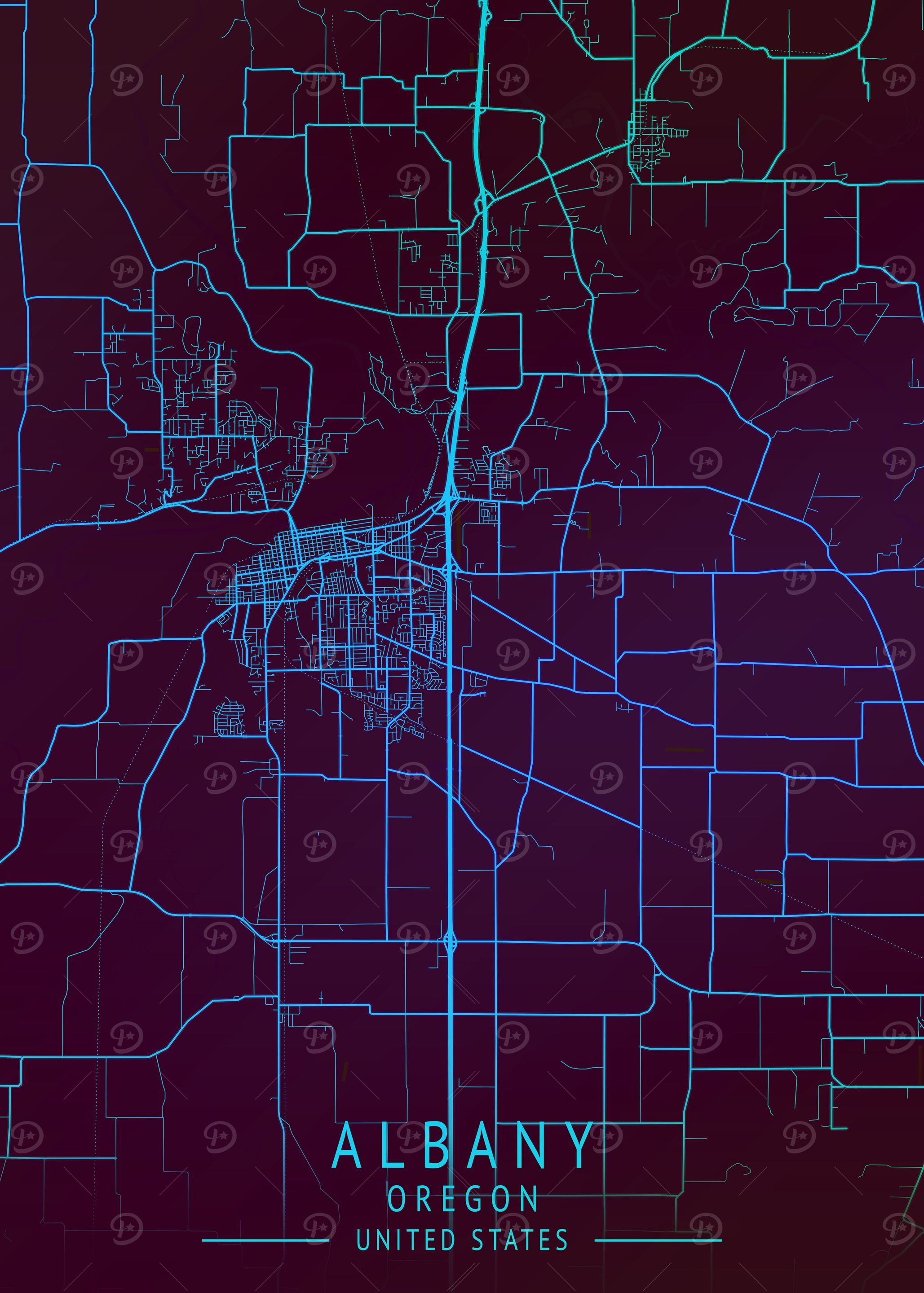 Albany Oregon USA City Map