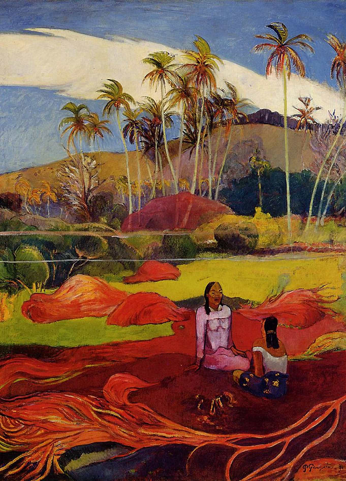 tahitian women under palms