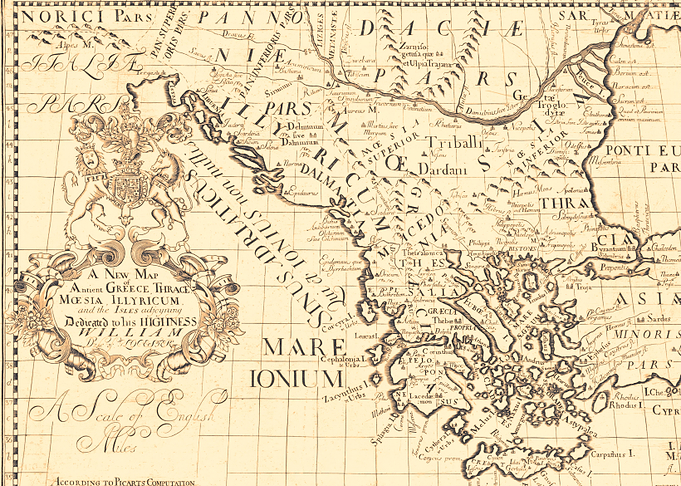 3D Vintage Greece old map