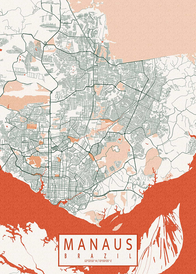 Manaus City Map Bohemian
