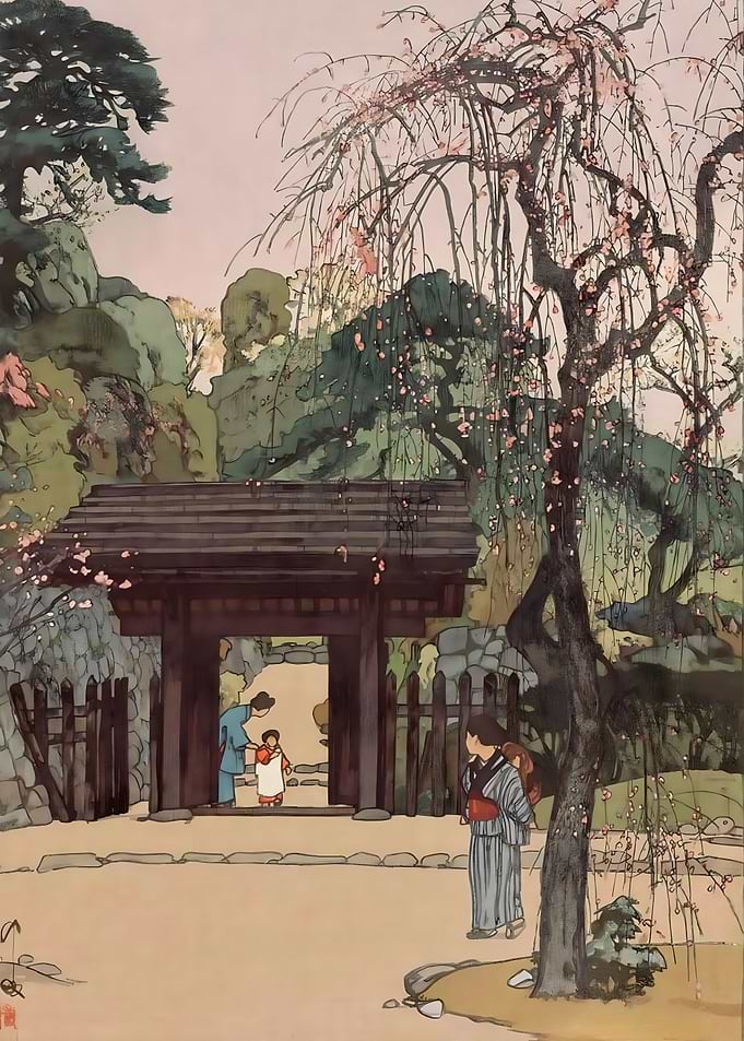 Ukiyo e Plum Gateway