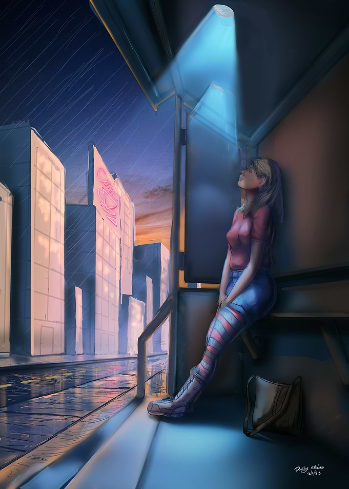 caught in the rain