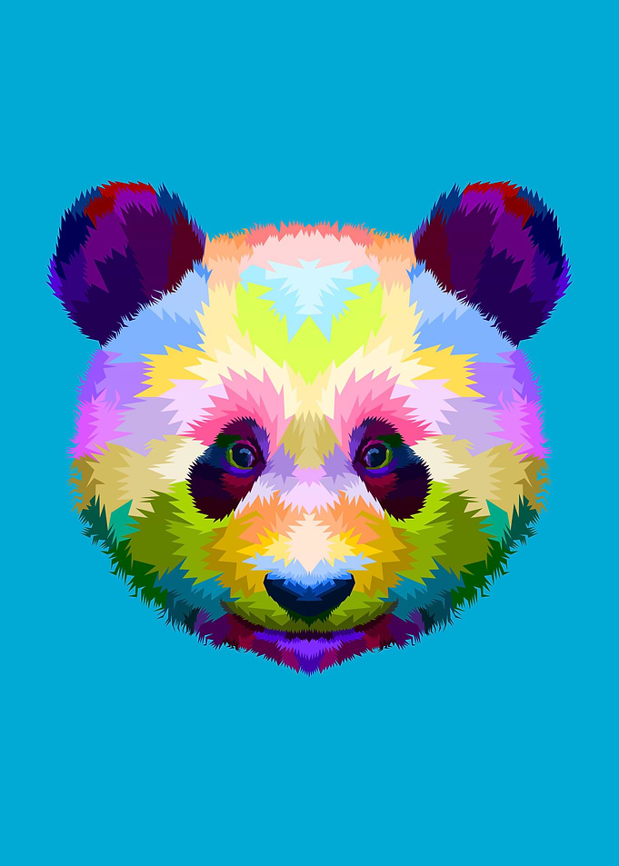 Colorful panda head