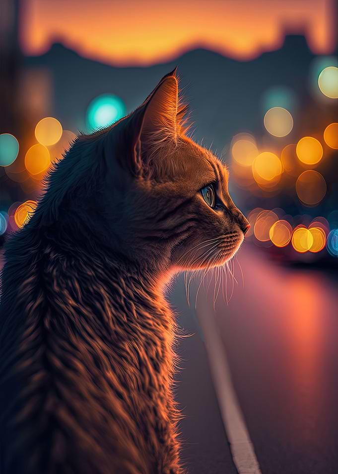 Cat looks at the Street