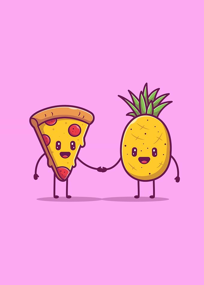 Cute Pizza Shaking Hands