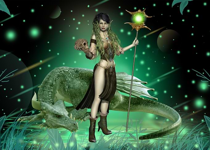Elf Fairy and Dragon