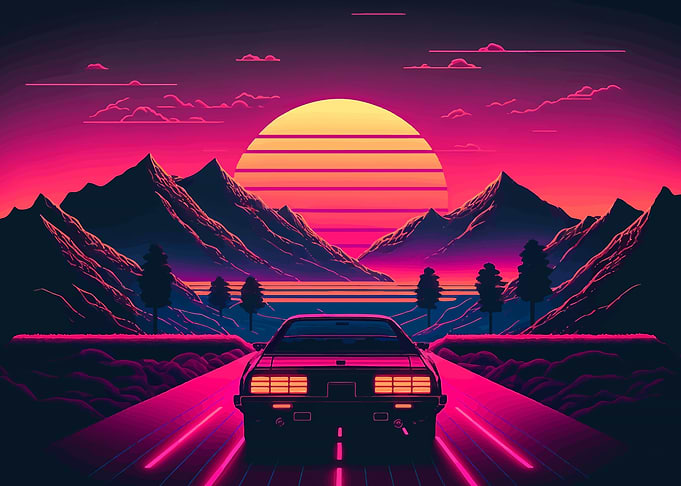 driving in neon