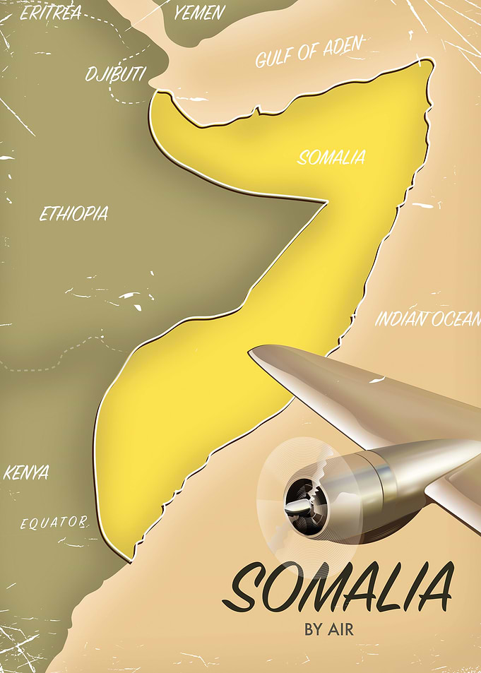 Illustrated map of Somalia
