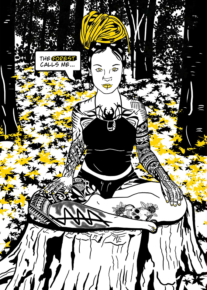 Sexy Comic girl in forest