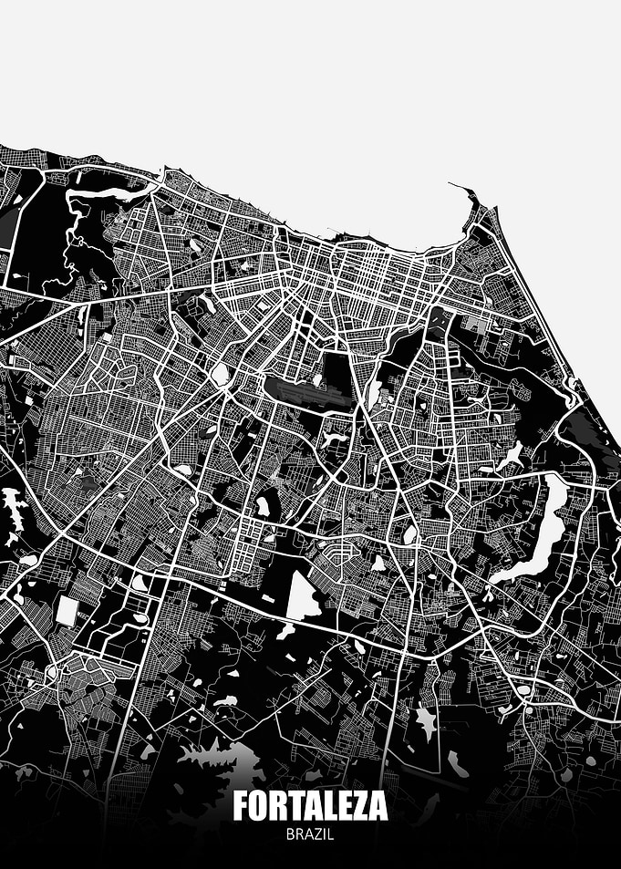 Fortaleza Brazil Dark Map