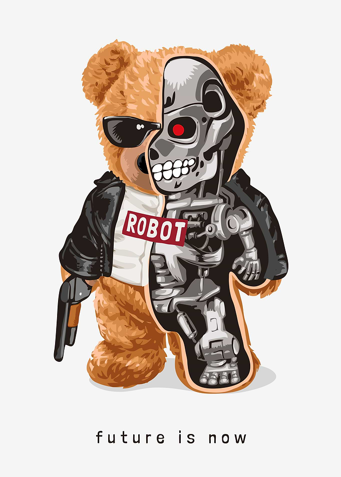 bear toy half robot