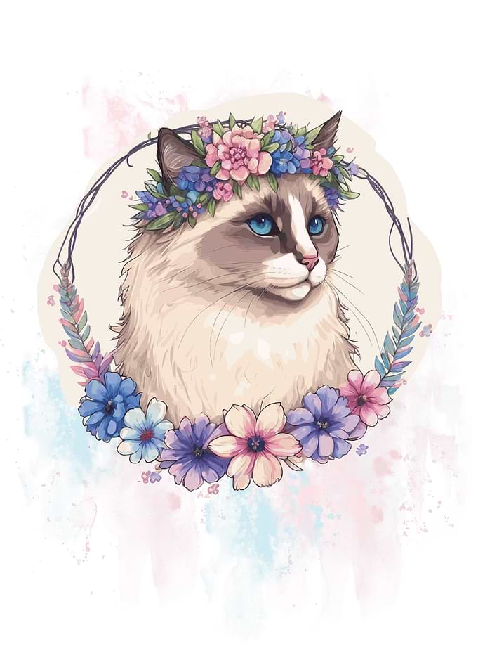 Cute Watercolor Ragdoll