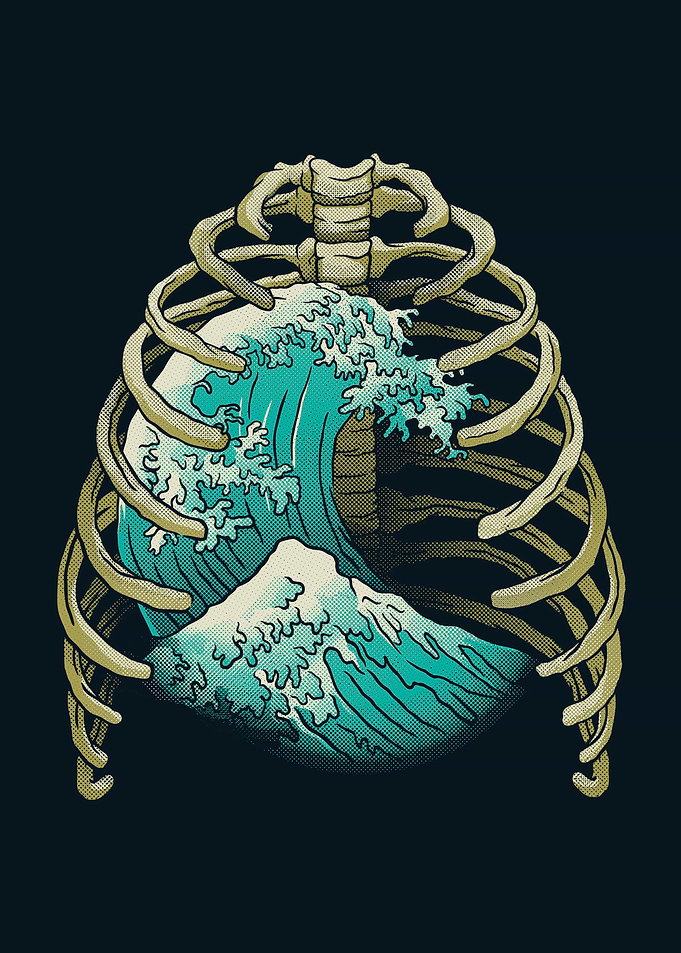 Kanagawa Wave Ribs Bones