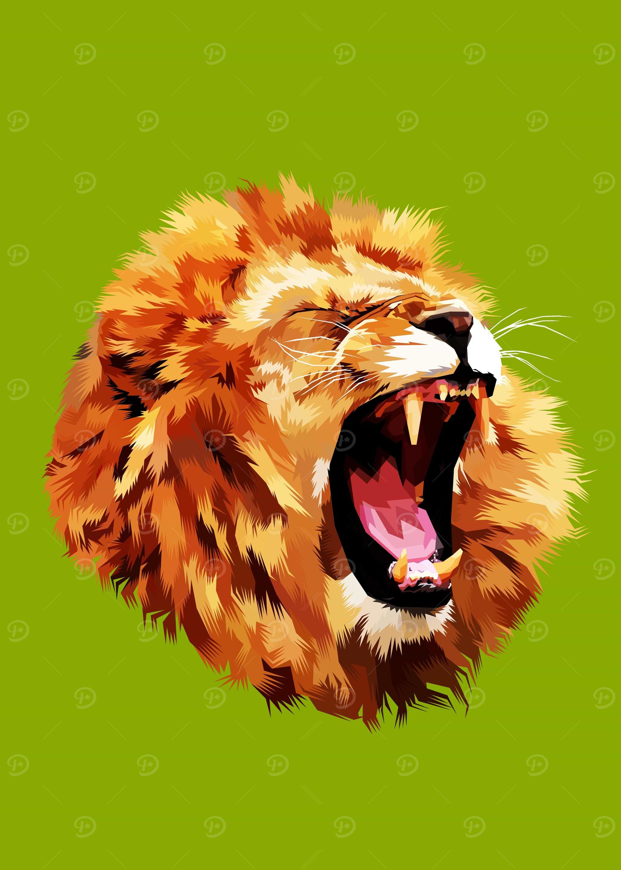Angry lion head