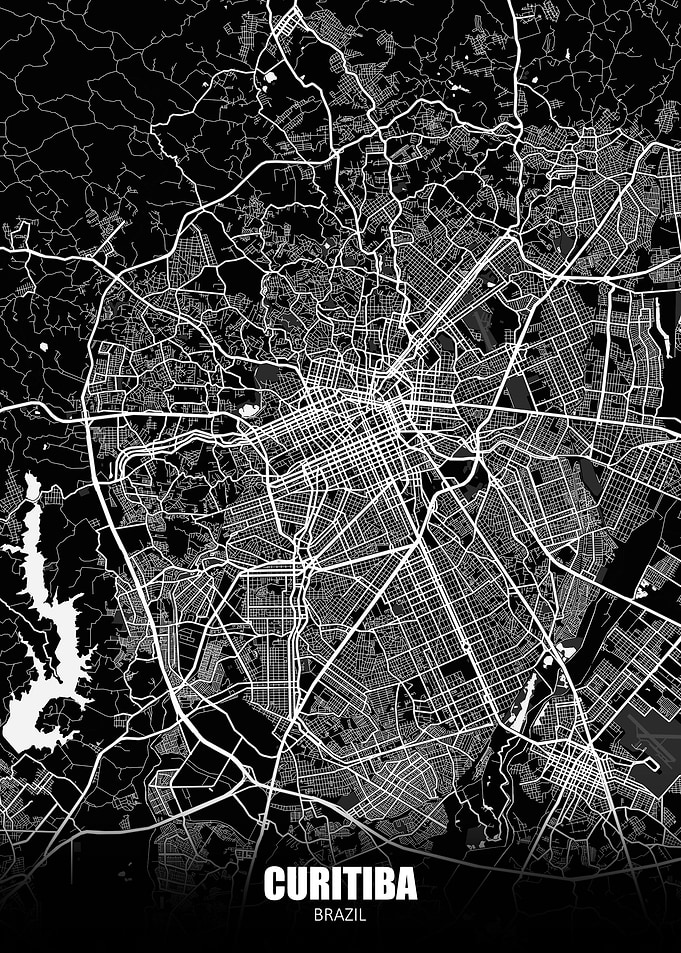 Curitiba Brazil Dark Map