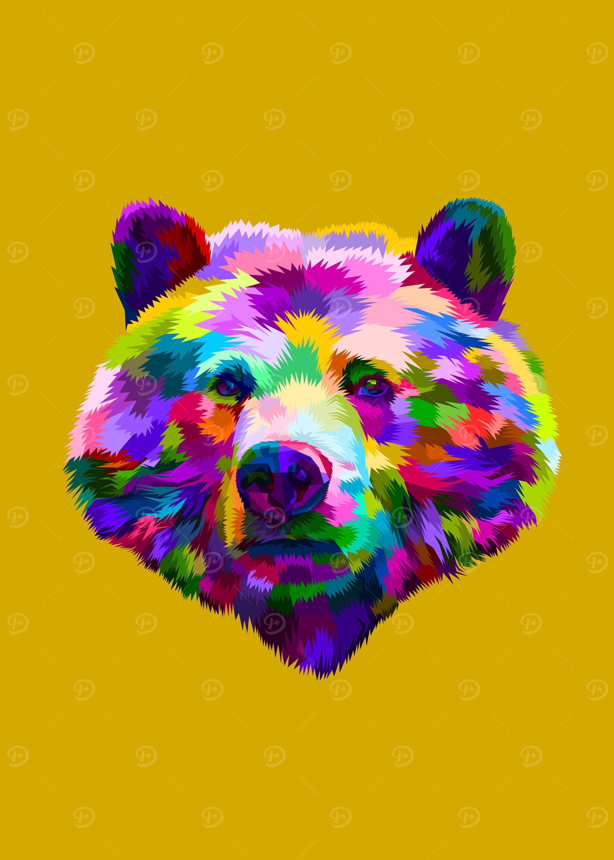 Colorful bear head