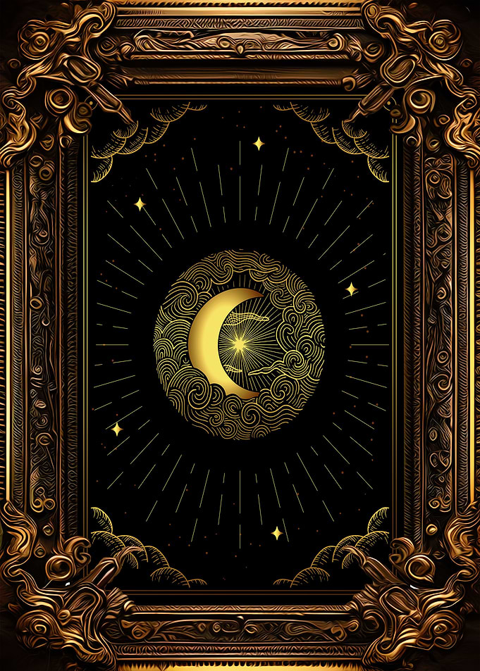 Tarot moon in the clouds