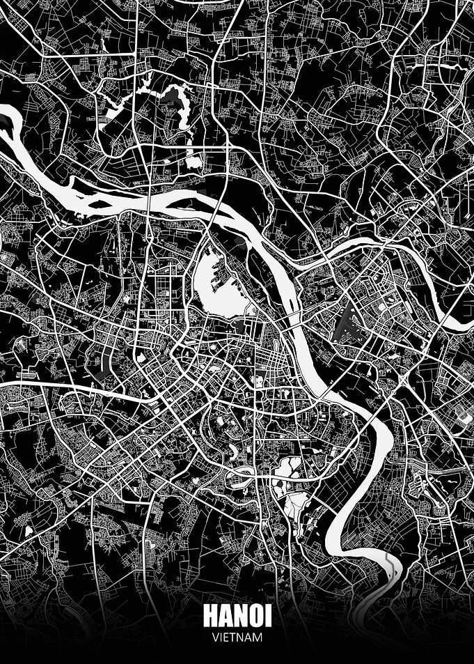 Hanoi Vietnam Dark Map
