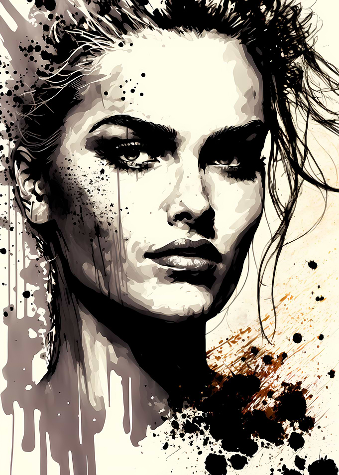 Ink Portrait of A Woman