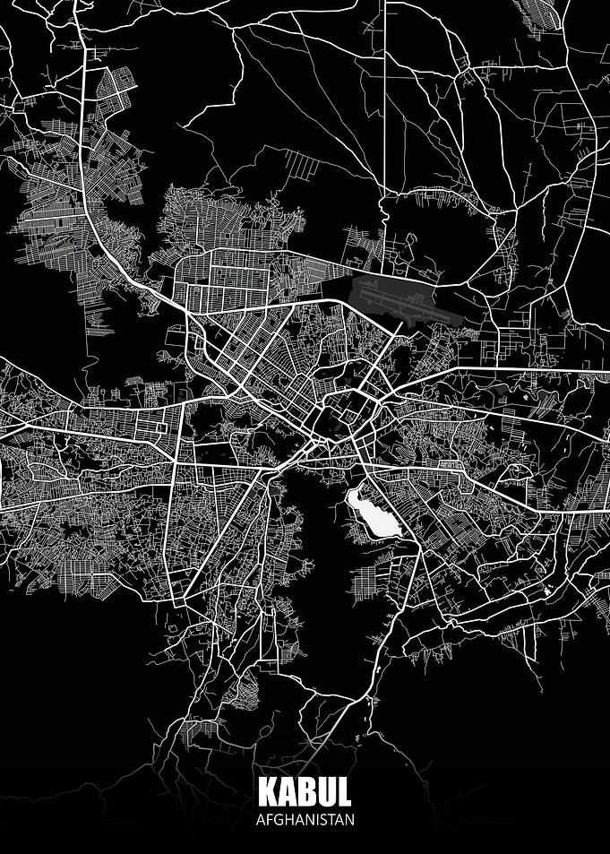 Kabul Afghanistan Dark Map