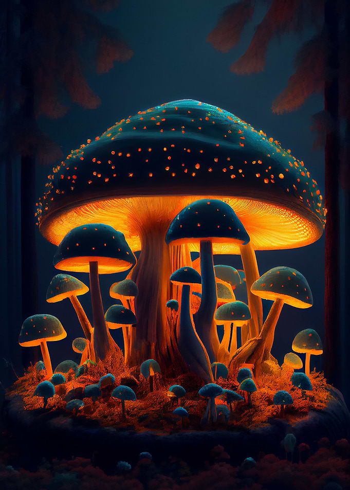 Fluorescent fungus forest
