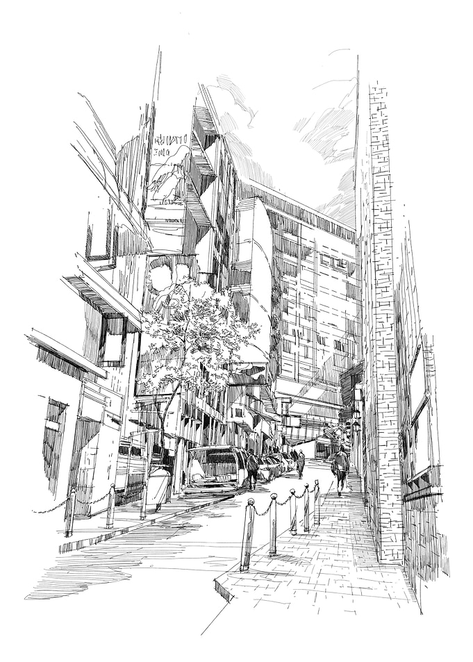 sketch of the old alley