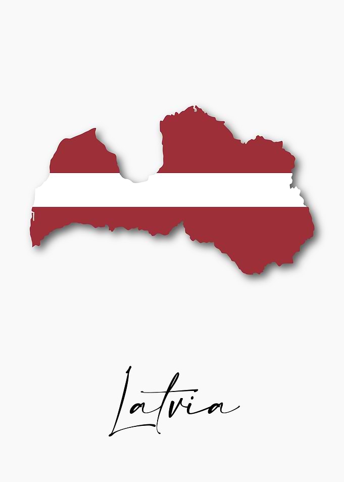 Latvia Country Map Flag