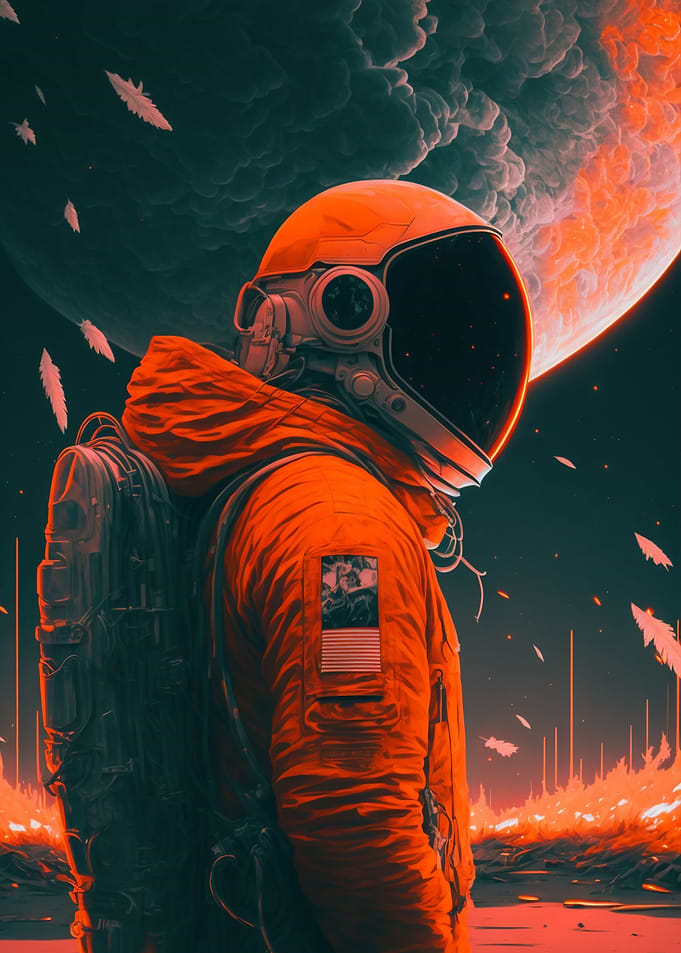 Astronaut and Moon