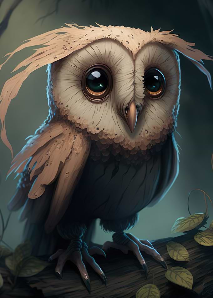 Cute Eagle Owl in a Forest