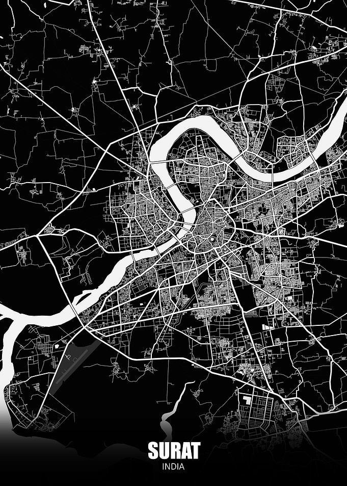 Surat India Dark Map