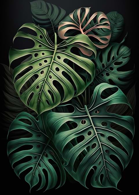 Tropical Paradise — monstera botanical metal print