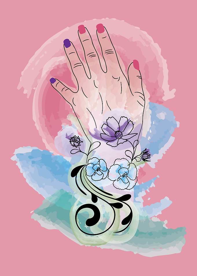 Flowers and female hand