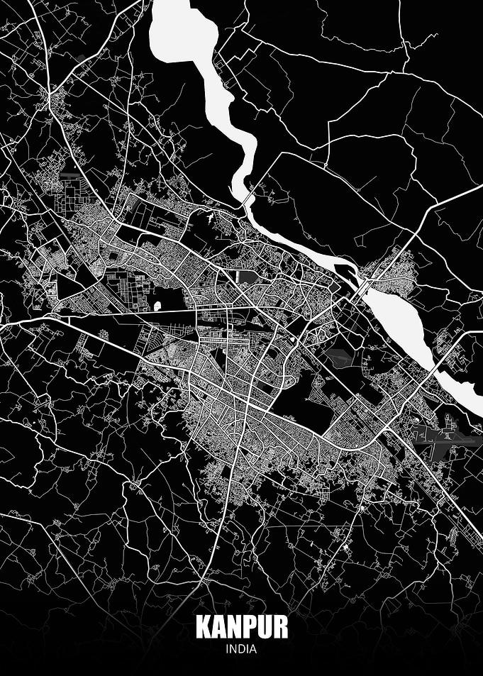 Kanpur India Dark Map