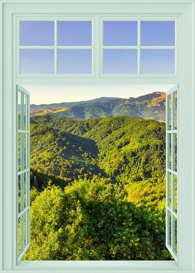 Open window view mountain