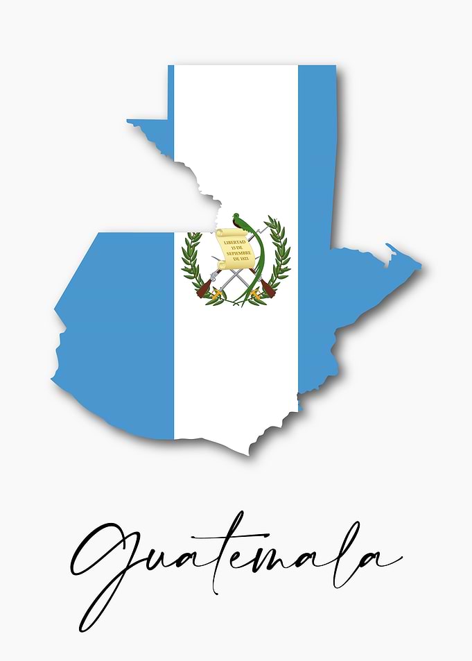 Guatemala Country Map Flag