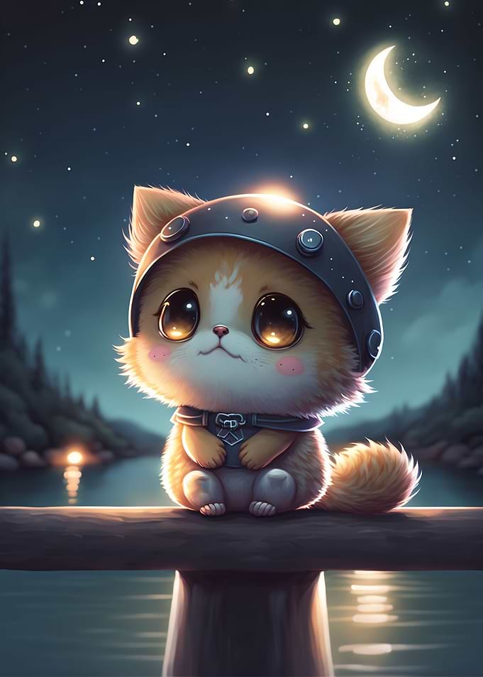 Kawaii Cat at night