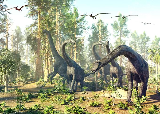 Dinosaur herd Brachiosauru
