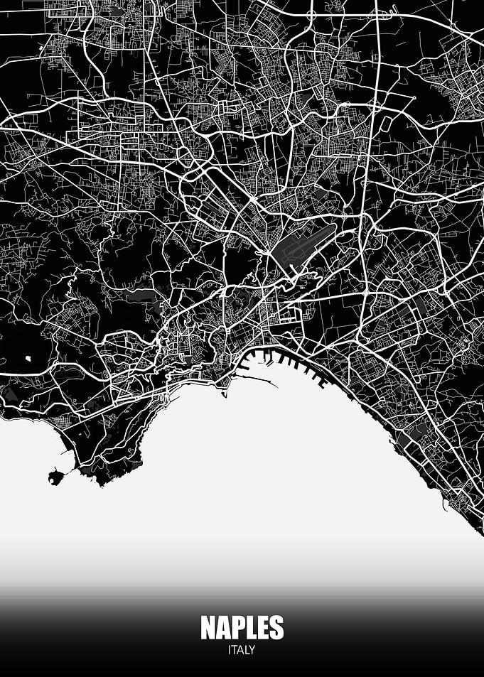Naples Italy Dark Map
