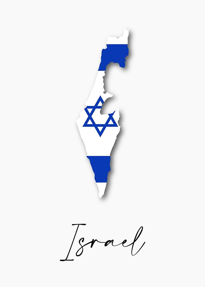 Israel Country Map Flag