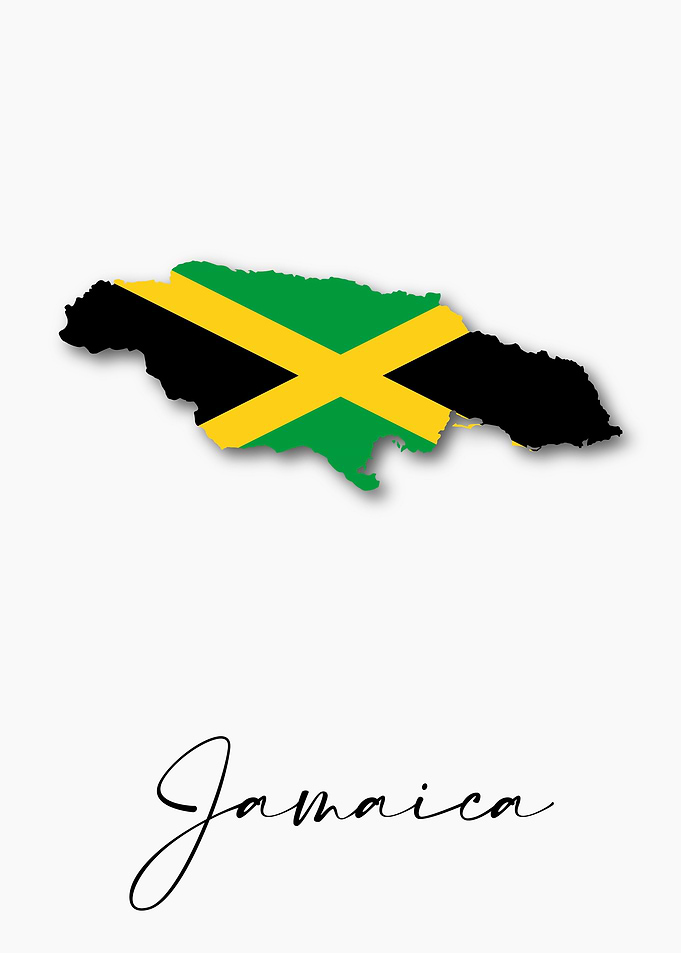 Jamaica Country Map Flag