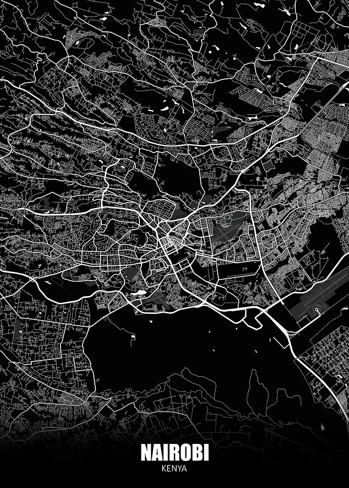 Nairobi Kenya Dark Map