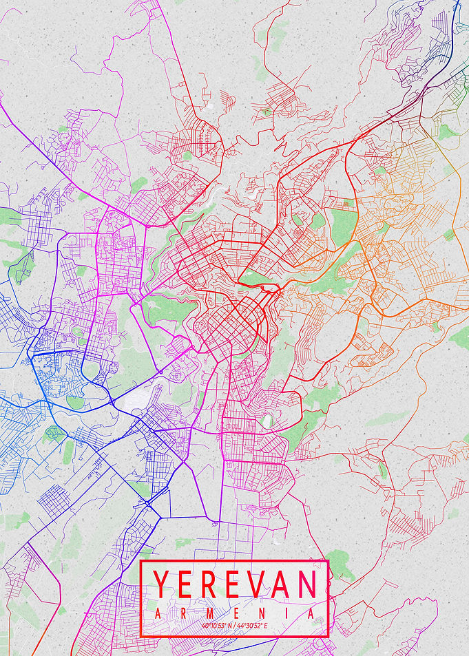 Yerevan City Map Colorful