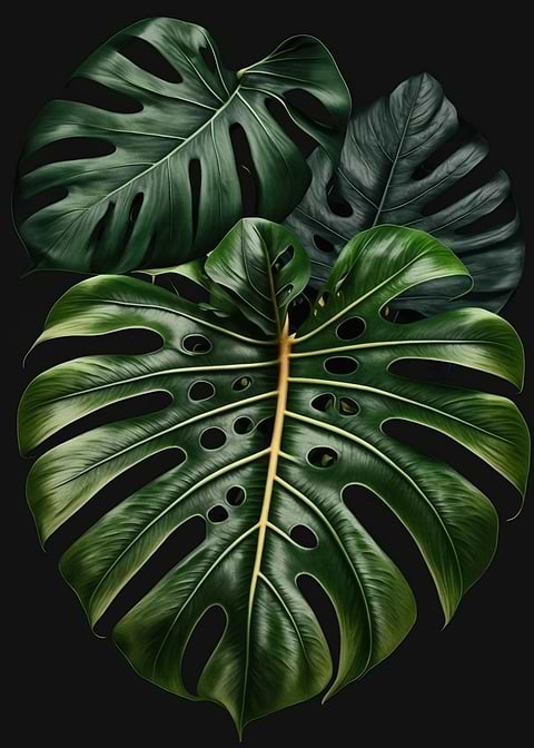 Exotic Garden Delight — monstera botanical metal print