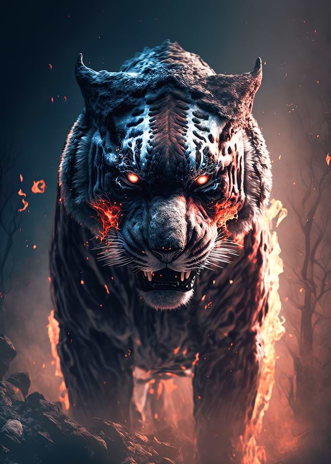 Tiger in fire