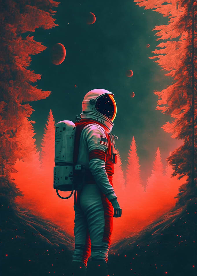 Astronaut watches the sky