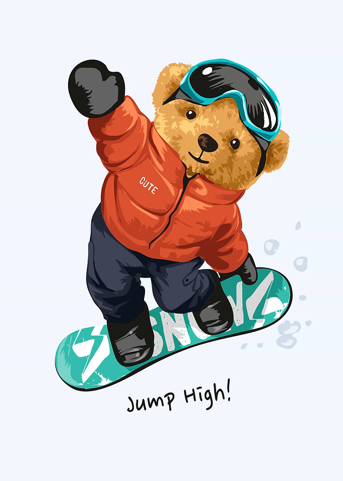 Bear doll snowboard