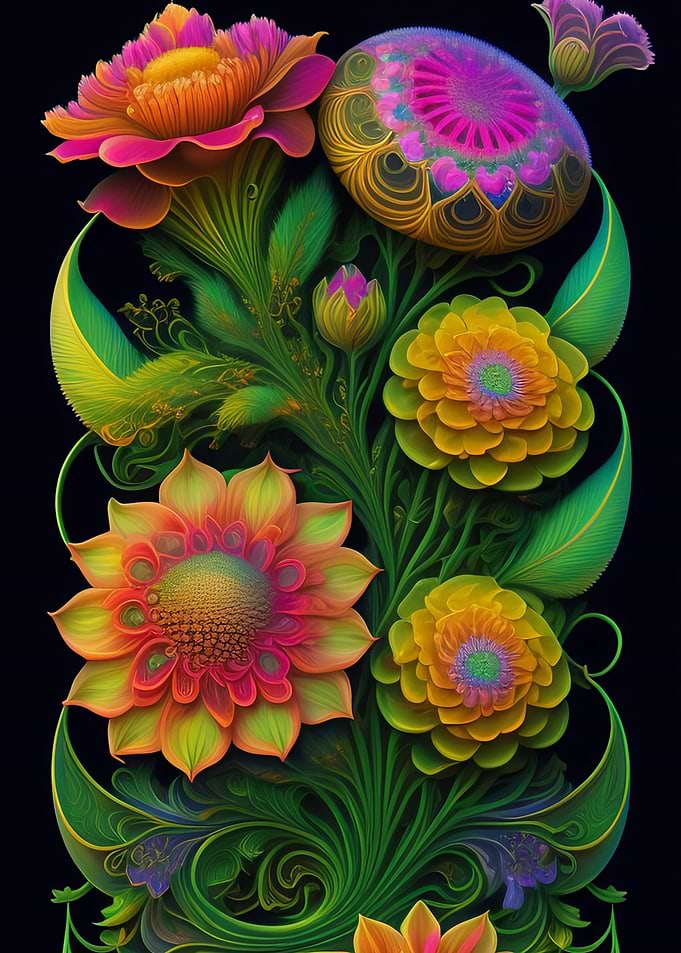 Vintage Flower Fantasy Art